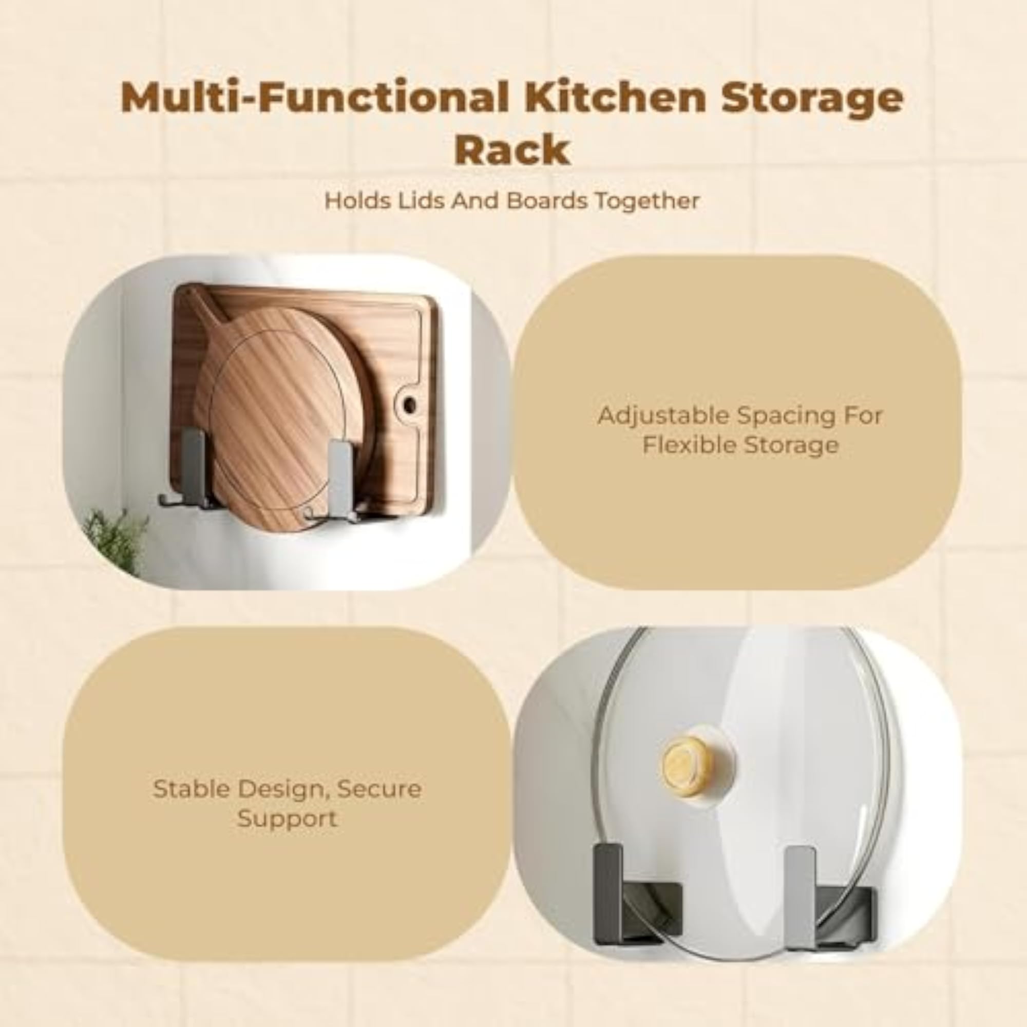 Kitchen Organizer Pot Lid Holder, Multifunctional Storage Rack
